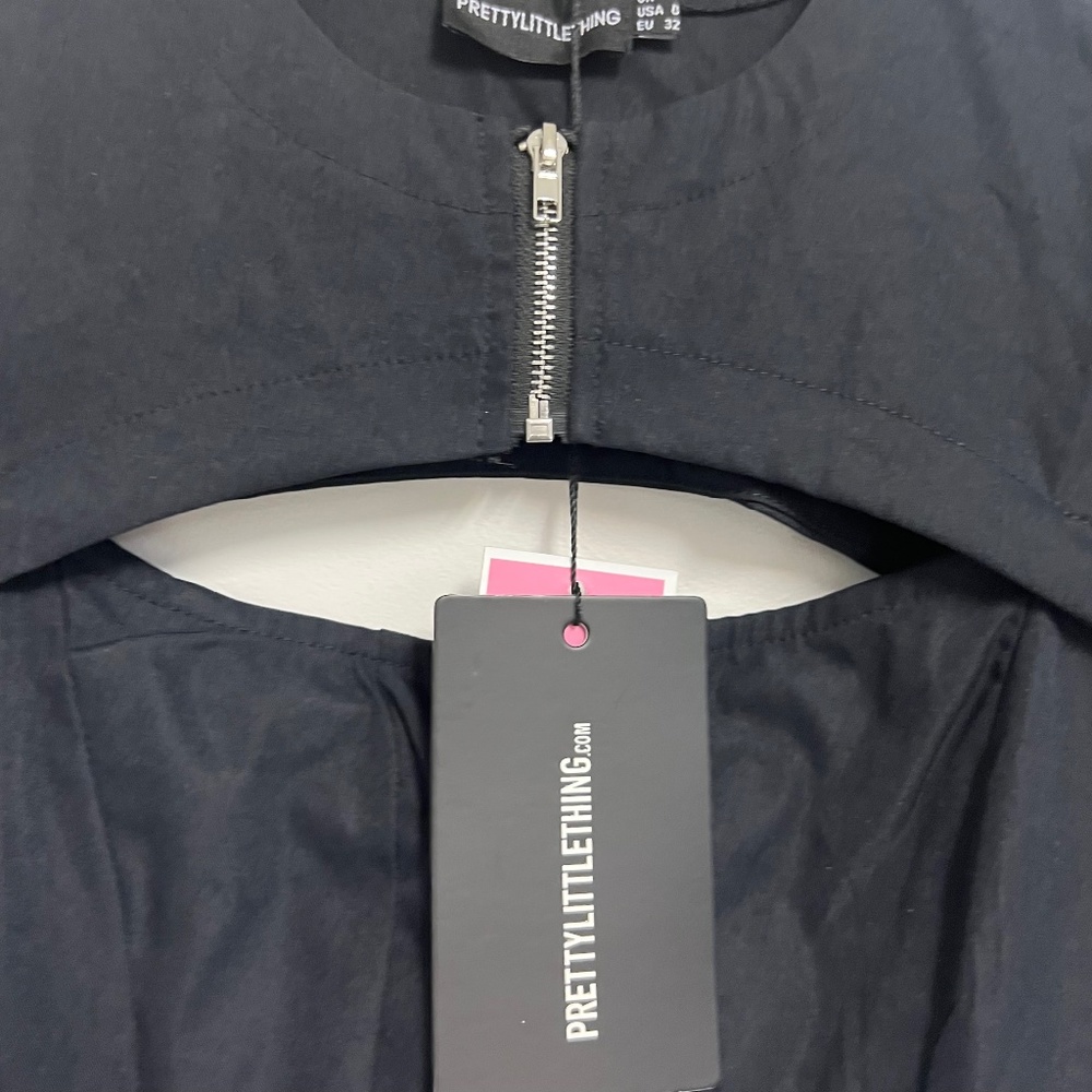 prettylittlething Black Woven Lace Up Detail Bodycon dress - Picture 4 of 6